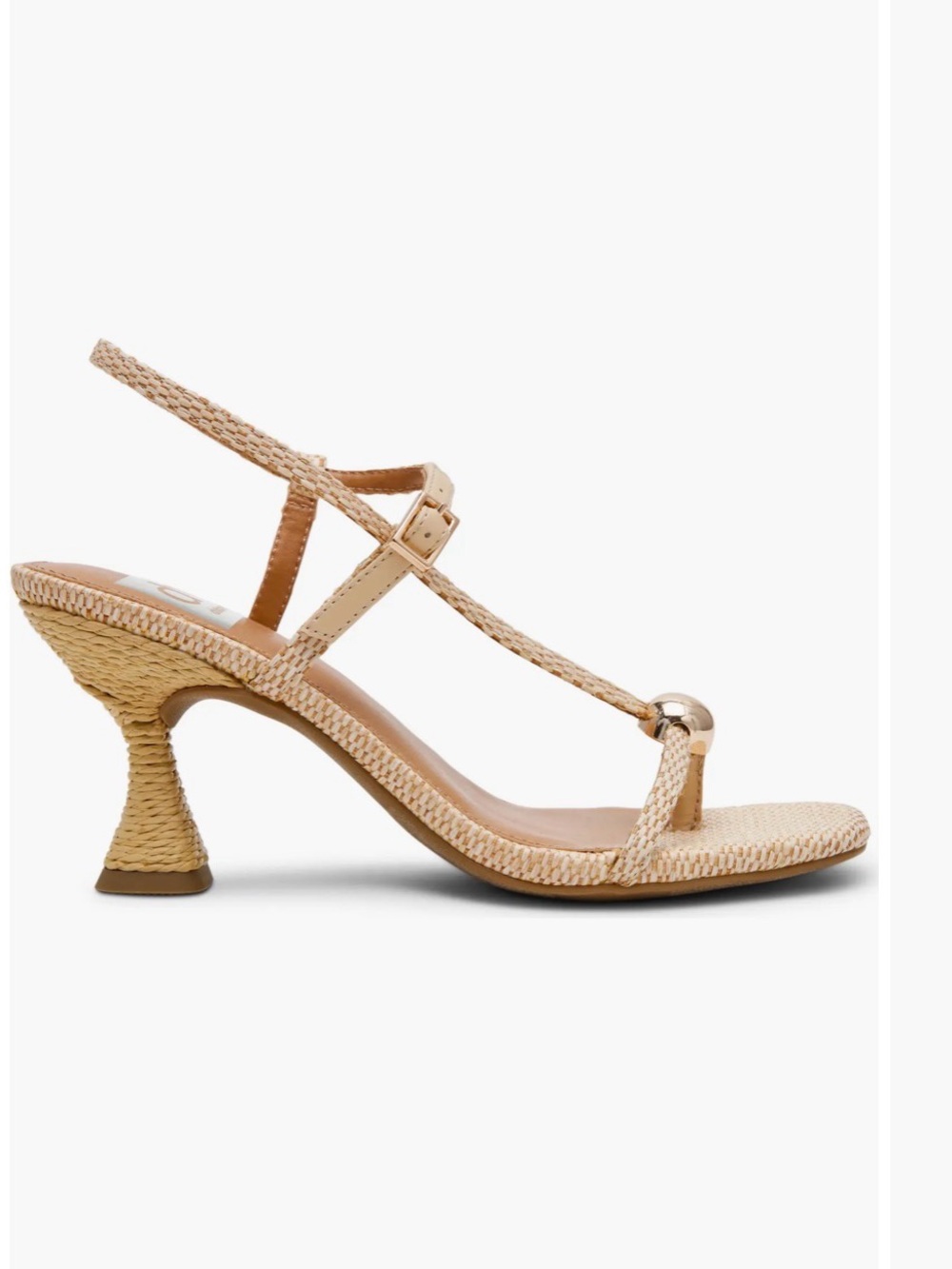 ARRIA Dolce Vita Beige Braided Slingback Heeled Sandals with Gold Accent - Picture 2 of 2